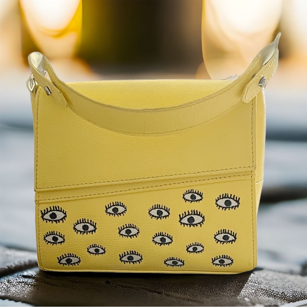 Min & Mon Anastasio Crossbody Handbag- Micro-All Over Eyes - Sunflower Yellow